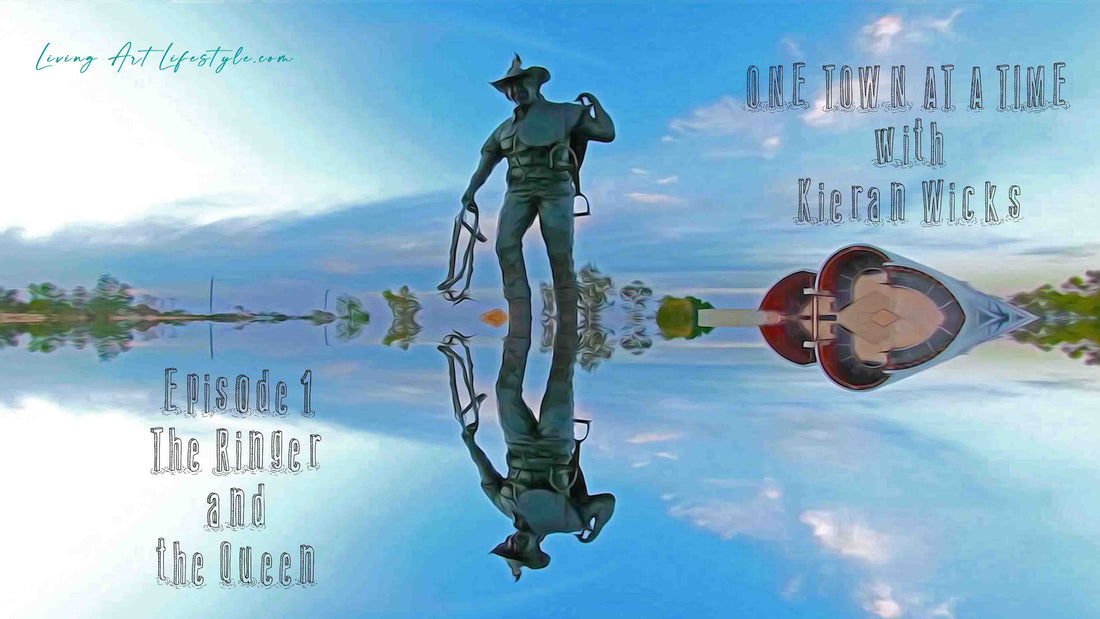 Ringer Statue Mirror image at the Stockmans Hall of Fame Longreach QLD OTAAT EP 1 - THE RINGER AND THE QUEEN